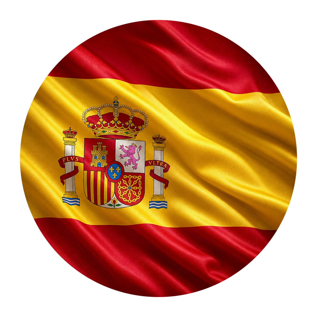 Collection Espagne – drapeau espagnol rond en tissu ondulé
