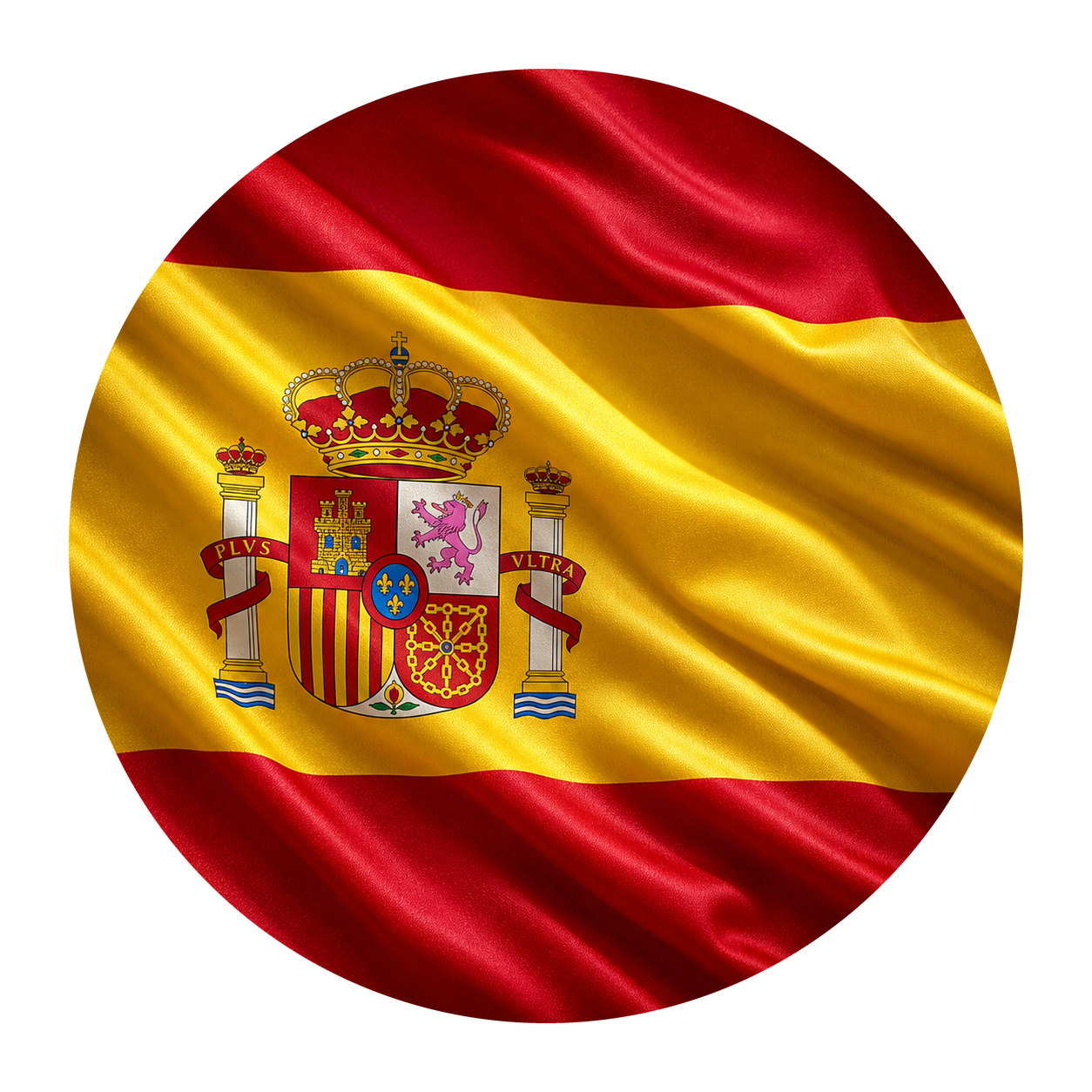 Collection Espagne – drapeau espagnol rond en tissu ondulé