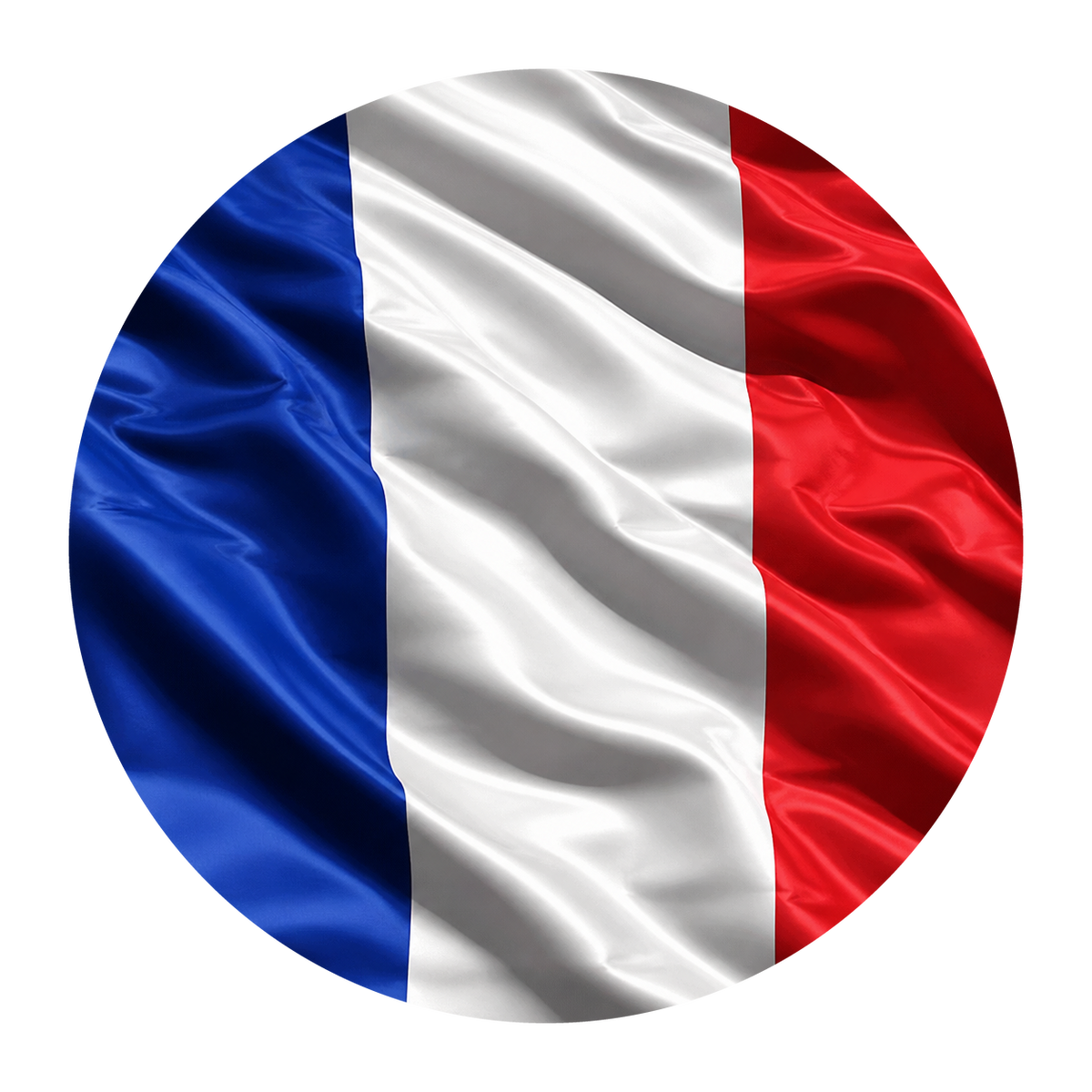 Collection France – drapeau français rond en tissu ondulé