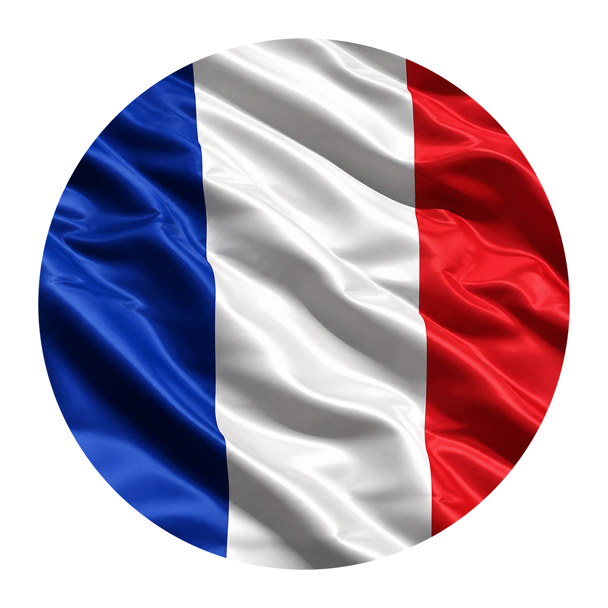 Collection France – drapeau français rond en tissu ondulé